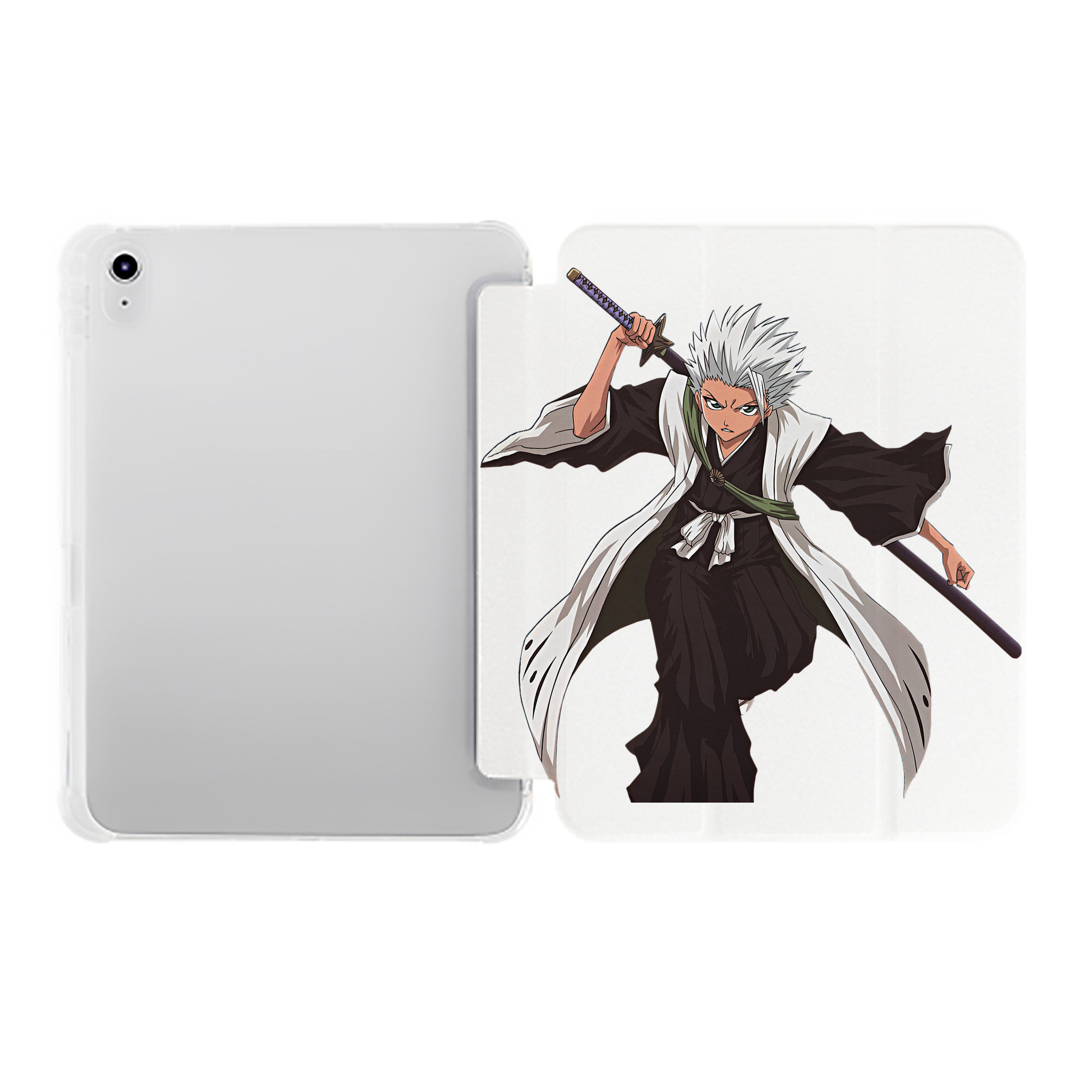 （画像用） ブリーチ 日番谷冬獅郎（ひつがや とうしろう） BLEACH Hitsugaya Toushirou IPad ケース ペン収納付き 三つ折りスタンド PUレザー×シリコン 対応機種9.5/10.5/10.9インチ